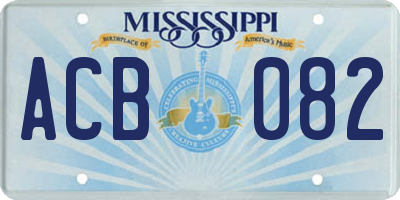 MS license plate ACB082
