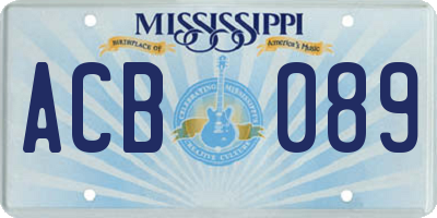 MS license plate ACB089