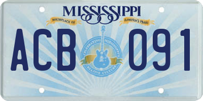 MS license plate ACB091