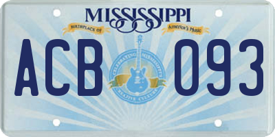 MS license plate ACB093