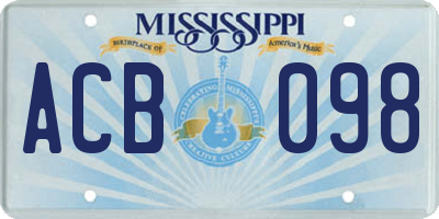 MS license plate ACB098
