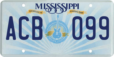 MS license plate ACB099
