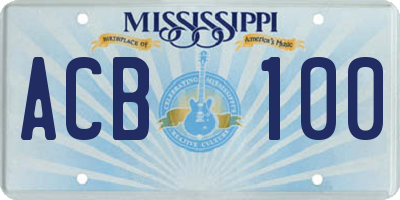 MS license plate ACB100