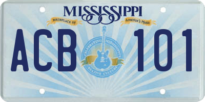 MS license plate ACB101