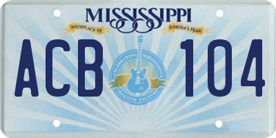MS license plate ACB104