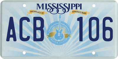MS license plate ACB106
