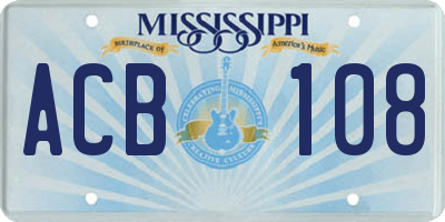 MS license plate ACB108