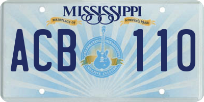 MS license plate ACB110