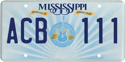 MS license plate ACB111