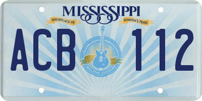 MS license plate ACB112