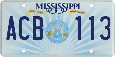 MS license plate ACB113