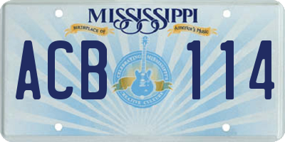 MS license plate ACB114