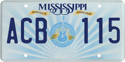 MS license plate ACB115