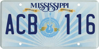 MS license plate ACB116