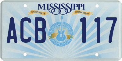 MS license plate ACB117