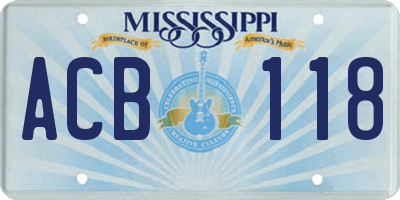 MS license plate ACB118