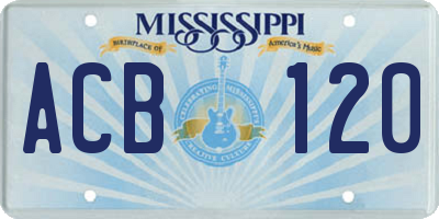 MS license plate ACB120