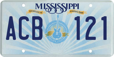 MS license plate ACB121