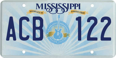MS license plate ACB122