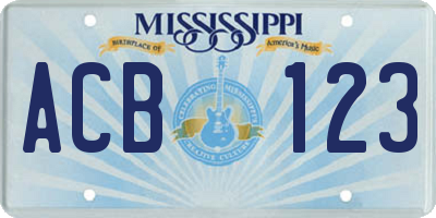 MS license plate ACB123