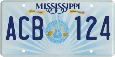 MS license plate ACB124