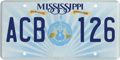 MS license plate ACB126