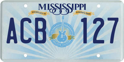 MS license plate ACB127