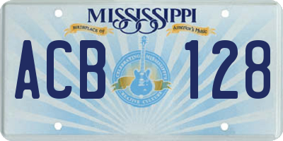MS license plate ACB128