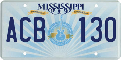 MS license plate ACB130