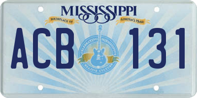 MS license plate ACB131