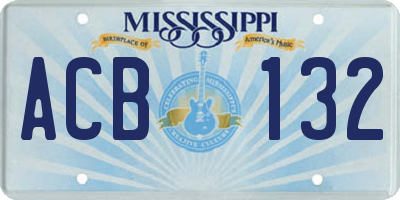 MS license plate ACB132