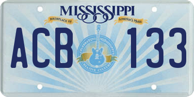 MS license plate ACB133