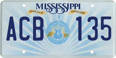 MS license plate ACB135