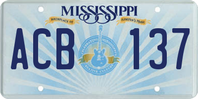 MS license plate ACB137
