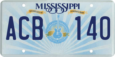 MS license plate ACB140