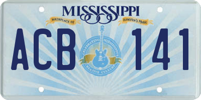 MS license plate ACB141
