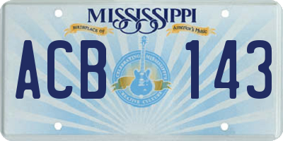 MS license plate ACB143