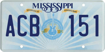 MS license plate ACB151