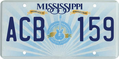 MS license plate ACB159