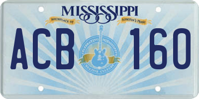 MS license plate ACB160