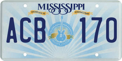 MS license plate ACB170