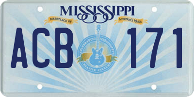 MS license plate ACB171