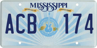 MS license plate ACB174