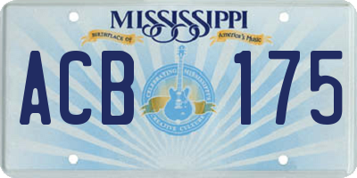 MS license plate ACB175