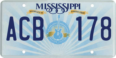 MS license plate ACB178