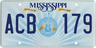 MS license plate ACB179
