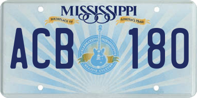 MS license plate ACB180