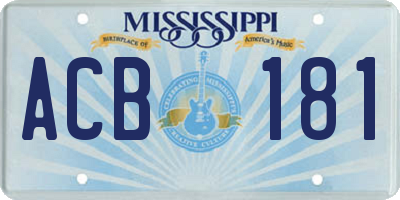 MS license plate ACB181