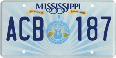 MS license plate ACB187
