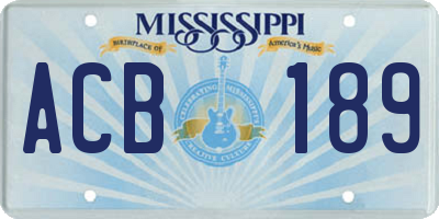 MS license plate ACB189